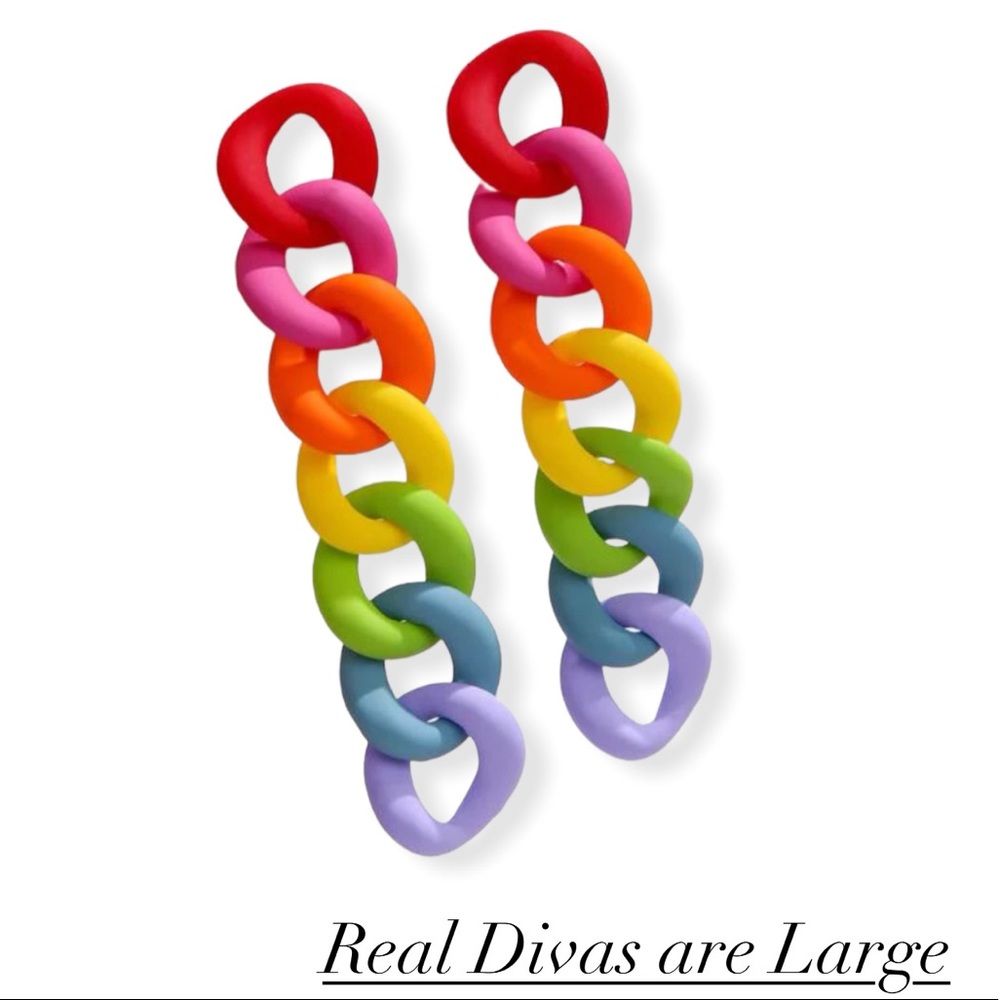 3.3 inches post back earrings rainbow